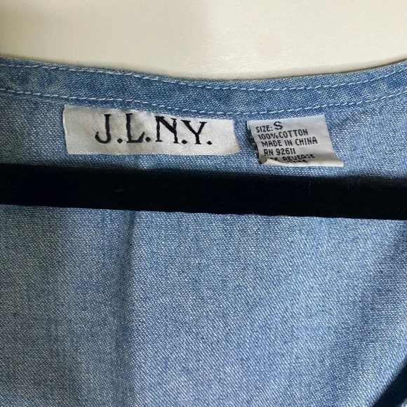 90s Vintage Blue Jean Jumper Dress - Picture 2 of 4